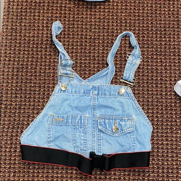 LF Tops - LF crop top denim overall top with buckle